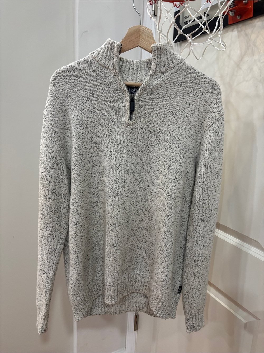Chaps Men's Speckled Cream Half-Zip Sweater